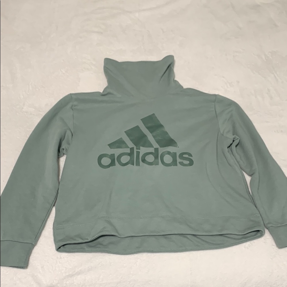 Adidas Green Cowl Neck Sweater with Logo